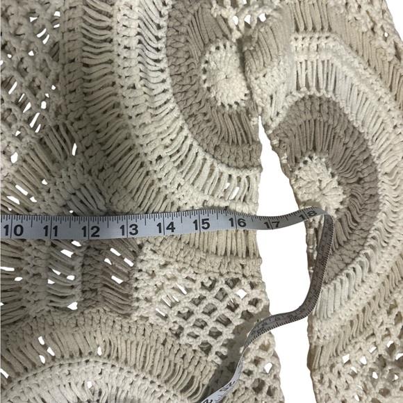 Sigrid Olsen Crochet Knit Sweater Top Medium Cream Boho Festival Coverup - Picture 6 of 6